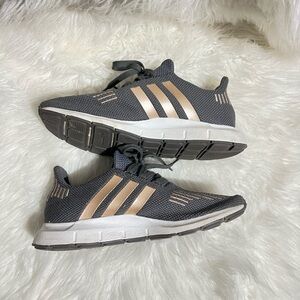 Adidas Gray and Gold Sneakers